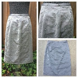 Preview Collection Silver Embroidered Floral Skirt - Size 6